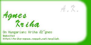 agnes kriha business card